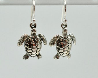Schildkröten Ohrringe hängend//Landschildkröte//Wasserschildkröte//925er Silber//wahlweise auch an Titan Ohrhaken//Geschenk für Tierfreund