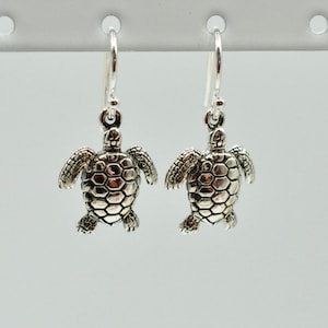 Hanging turtle earrings//tortoise//water turtle//925 silver//optionally also on titanium ear hooks//gift for animal lovers
