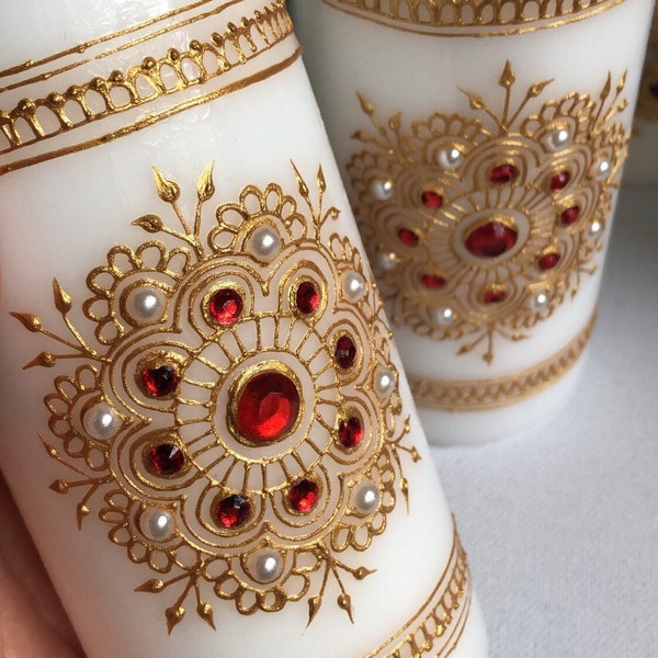 CLEARANCE - Mandala Candles - Henna Candle. Can be personalised.