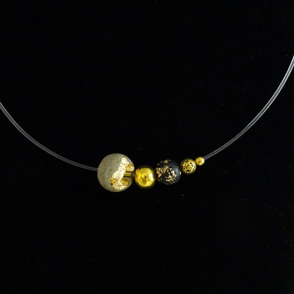 Necklace with concrete pearl, contemporary jewelry, "The Galactic Round..."