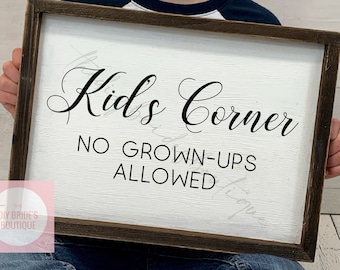 Kid's Corner Signage For Wedding, Event Or Party // Kids Table Wedding Sign