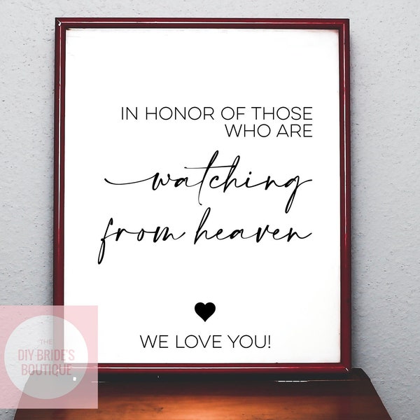 Printable 'In Honor Of Those Who Are Watching From Heaven' Minimalist Handwritten Style // Digital PDF Download PNG/SVG Cutting File