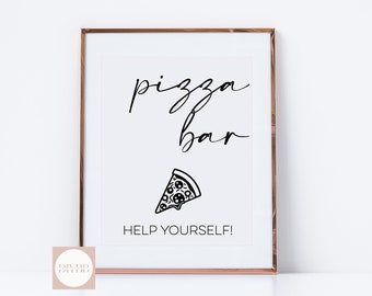 Letrero de boda para pizzería: estilo minimalista (PDF digital)