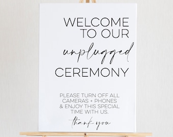Printable Unplugged Ceremony Wedding Sign Minimalist // Digital PDF Download PNG/SVG Cutting File