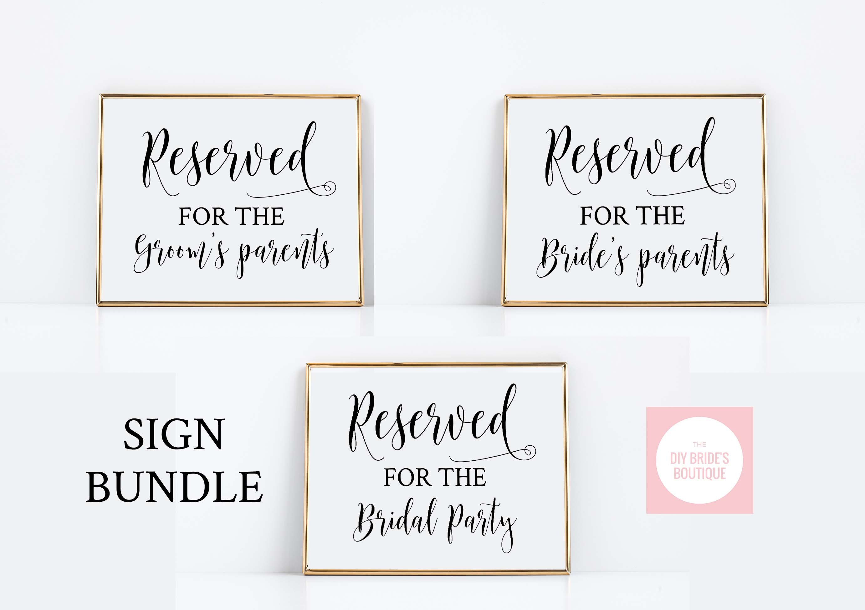 Reserved Signs Wedding Bundle 3 Designs // PDF, PNG, SVG Reserved Signs Wedding Bundle 3 Designs // PDF, PNG, SVG