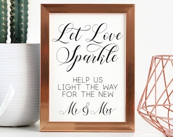 Printable 'Let Love Sparkle' PDF, PNG and SVG cutting file for Wedding Signage using Cricut or Silhouette