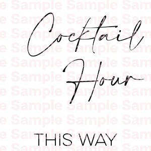 Printable 'Cocktail Hour This Way' Sign Minimalist Left // Digital PDF Download PNG/SVG Cutting File image 2