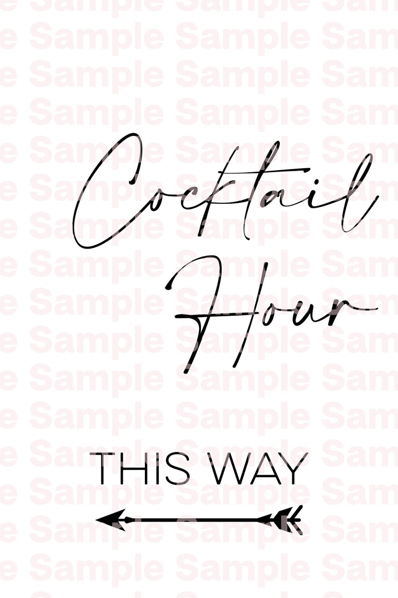Printable 'Cocktail Hour This Way' Sign Minimalist Left // Digital PDF Download PNG/SVG Cutting File image 2