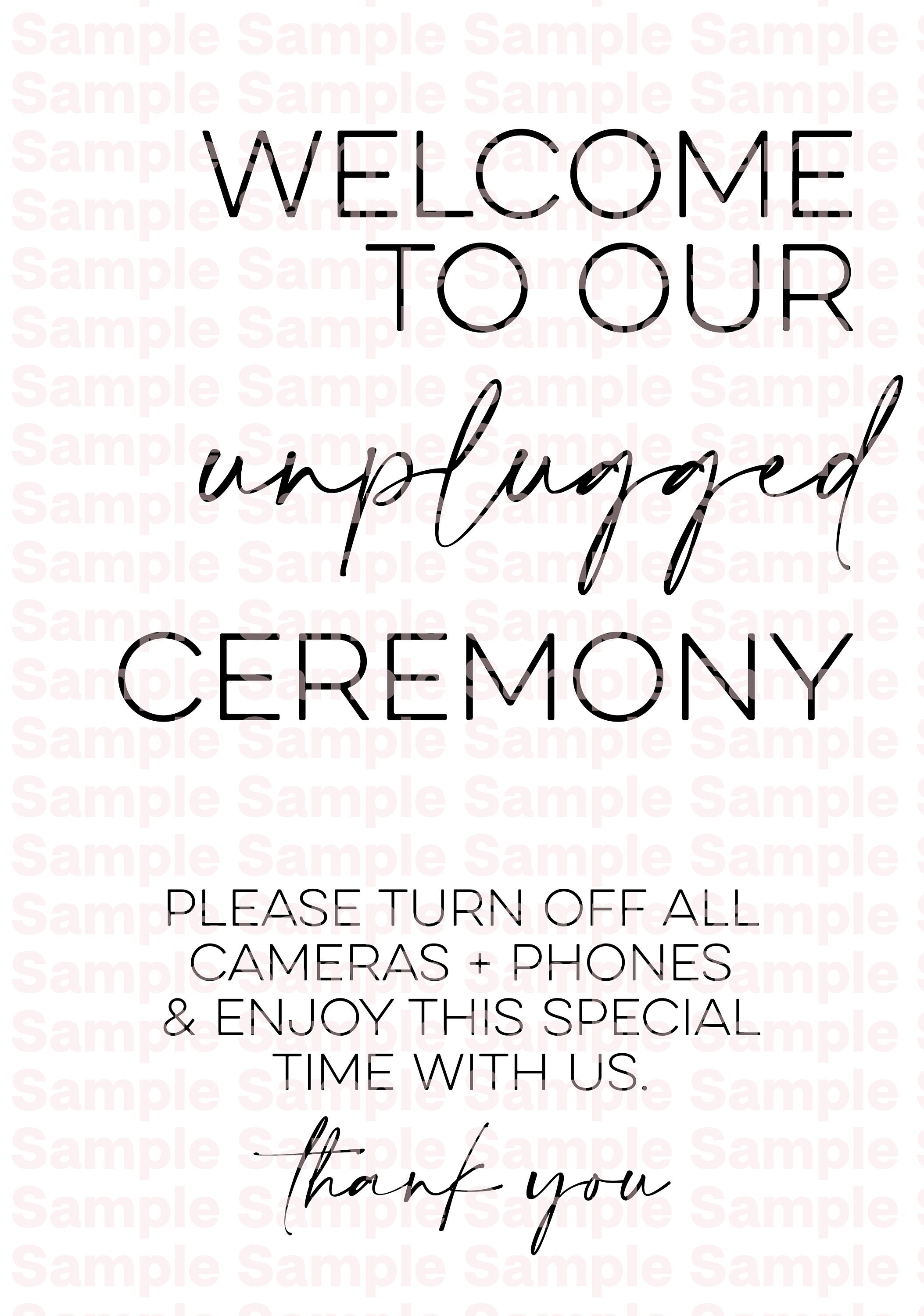 Printable Unplugged Ceremony Wedding Sign Minimalist // - Etsy