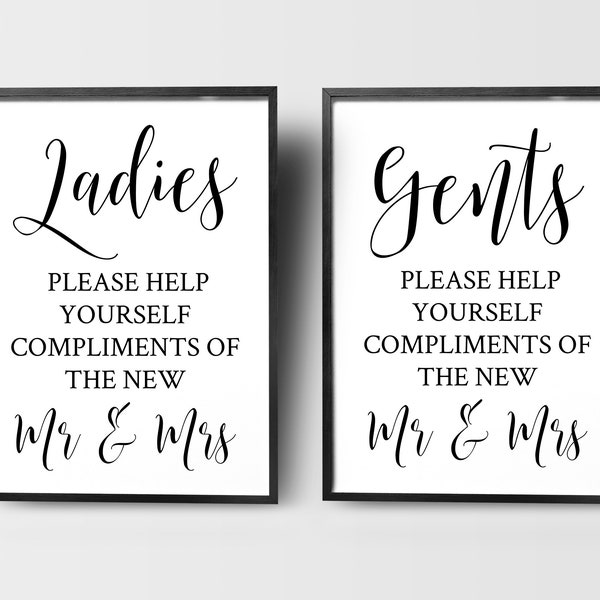 Set of 2 Printable Ladies & Gents Washroom Signs PNG/SVG Cutting File PDF Digital Download Calligraphy Style Wedding Bathroom Signage