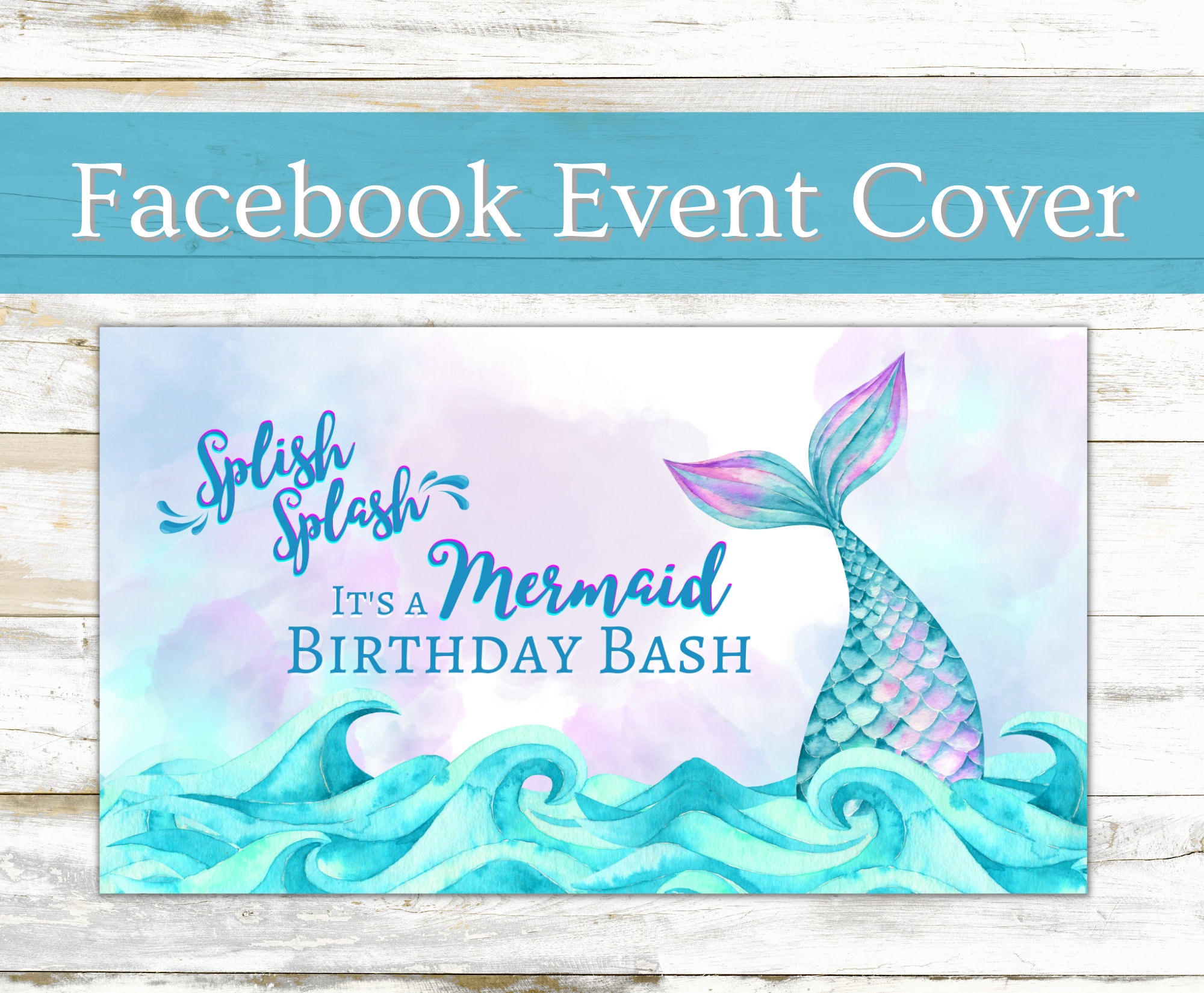 Mermaid Birthday Party Invitation, Splish Splash Birthday Bash, Girl