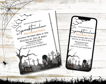 Spooktacular Halloween Party Invitation: Editable Canva Template (Instant Download)