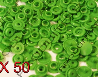 Lot de 50 Bouton pression résine  Kam T5 couleur Vert  12 mm