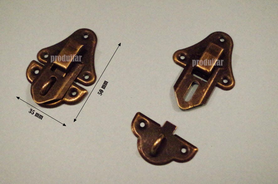 Lot de 10 Fermoirs Verrou Serrure Pour Fermer Vos Boite à Bijoux Coffre Coffret 35 Par 50 Vis Inclus