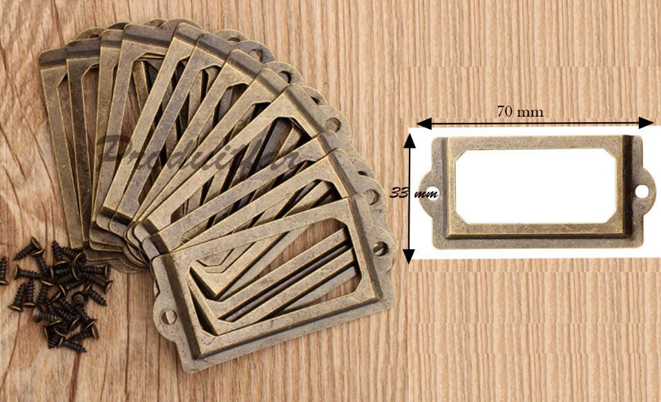 Lot de 10 Porte Etiquette Couleur Bronze Classement Tiroir Meuble Métier Casier 70x33