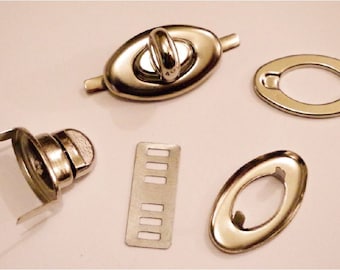 lot 8 Turnstile clasp Locked silver swivel for handbag Pouch kit .........