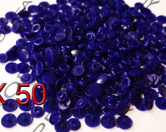 Lot de 50 Bouton pression résine  Kam T5 couleur Bleu Foncé  12 mm