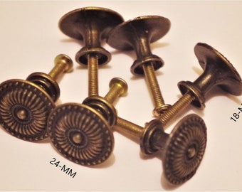 Set of 6 Handles Knob Bronze Color Classification Drawer Trade Furniture Locker 24 mm Screws Supplied