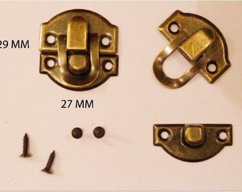 Lot of 10 Clasps, Bronze, Latch, Lock for jewelry box Chest Box 27 BY 29 mm Screws included