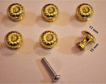 Handle Button Drawer Vintage Chiseled Set of 6 Pieces For Furniture Of Trade Convenient Buffet Secretary Screw Included