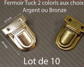 Fermoir Cartable Tuck ,  Couleur bronze ou argenté , Au Choix , Sac à Main , Boite Cartonage Lot de 10