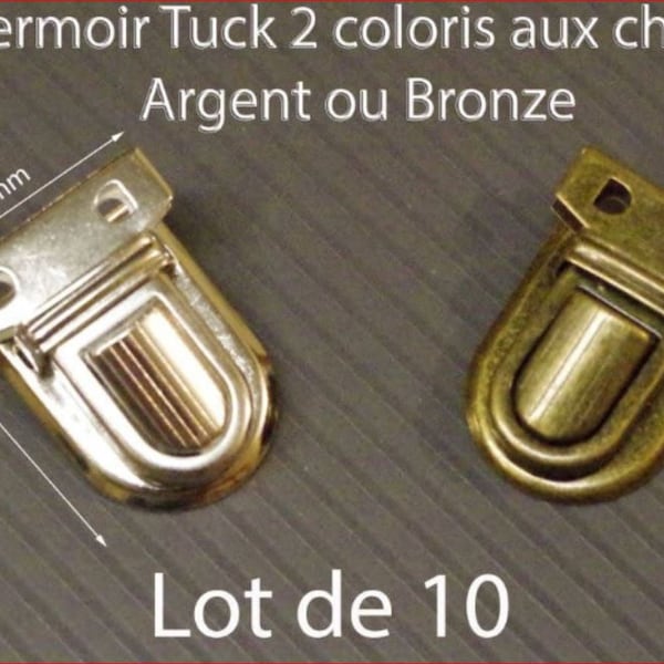 Fermoir Cartable Tuck ,  Couleur bronze ou argenté , Au Choix , Sac à Main , Boite Cartonage Lot de 10