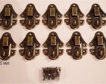 Set of 10 Clasps, Lock, Lock, to close your jewelry box, Chest, Box, 35 by 50 Screws included