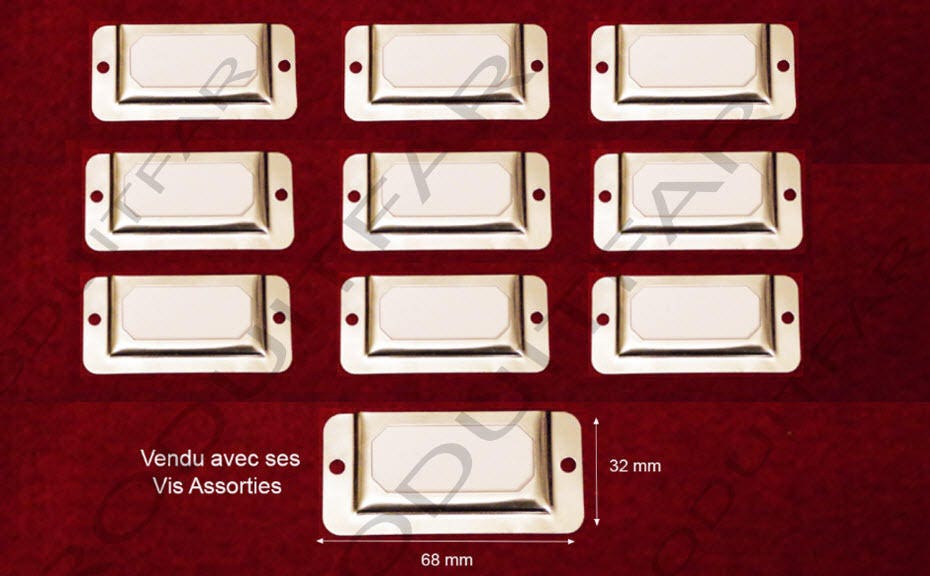 Lot de 10 Porte Etiquette Chrome Classement Tiroir Meuble Métier Casier 68x32 mm
