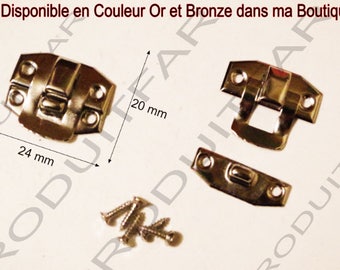 Lot de 10 Fermoirs Chrome Verrou Serrure pour Boite à bijoux Coffre Coffret 24 par 22 Vis incluses