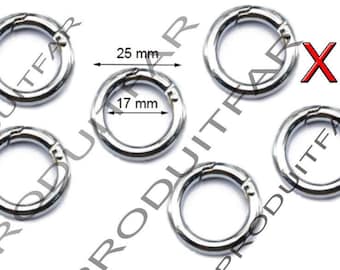 Lot de 6 Anneaux Mousquetons Fermoirs Anse Couleur Argent 25 mm