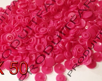 Lot de 50 Bouton pression résine  Kam T5 couleur Rose  12 mm