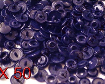 Lot de 50 Bouton pression résine  Kam T5 couleur Bleue Marine  12 mm