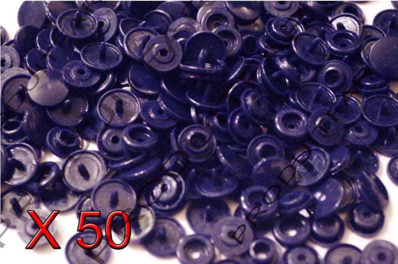 Lot de 50 Bouton pression résine Kam T5 couleur Bleue Marine 12 mm image 1