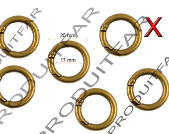 Lot de 6 Anneaux Mousquetons Fermoirs Anse Couleur Bronze 25 mm