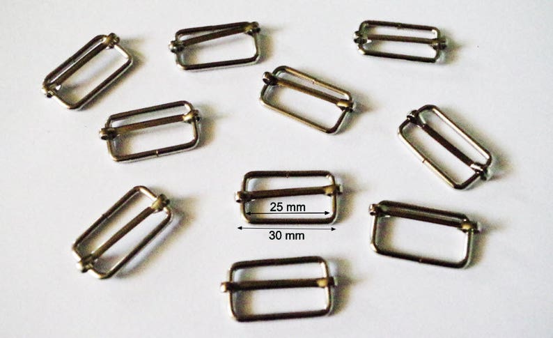 10 Passant en métal argenté Boucle de réglage Coulissante Anse pour sac 30 mm image 1