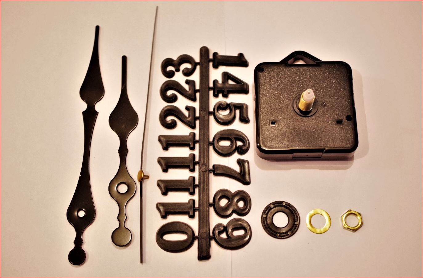 Mécanisme Canon Long 18.5 mm + Chiifre Noir Aiguilles Pendule Horloge Cadran