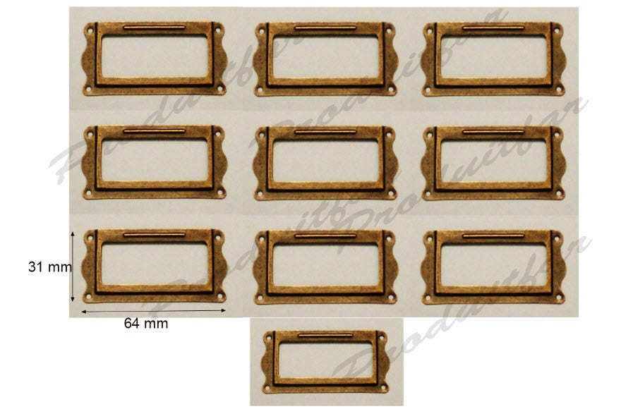 Lot de 10 Porte Etiquette Couleur Bronze Classement Tiroir Meuble Métier Casier 6431