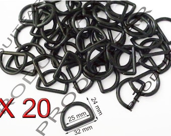 20 Handle Rings Half Circle Plastic Black For Strap Strap Strap Shoulder Strap 32x24 mm