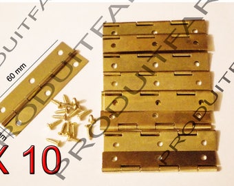 Set of 10 Hinges, Long Gold, For, Jewelry Box, Box, Chest, Matching Screws 60 * 20 mm