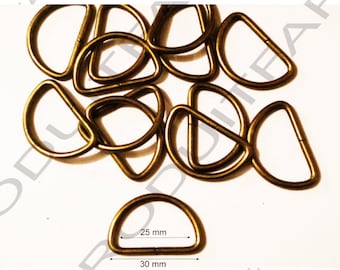10 Handle Rings For Strap Strap Shoulder Strap Metal Bronze 30 mm