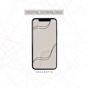 May include: A digital download of a phone wallpaper with a beige background and abstract black and pink lines.
