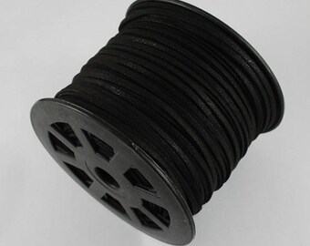 Leather cord by the meter cord 3 mm black cord