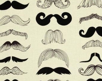 Fabric patchwork fabric mustache, Alexander Henry white, cream