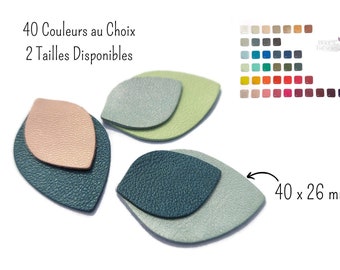 Feuilles de cuir, Couleurs sur Nuancier Cuir Uni au Choix, Dim. : 40 x 26 mm, Vendu en lot de 6