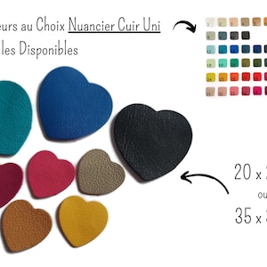 Coeurs de cuir, Couleurs Unis au Choix, 2 Dimensions au Choix image 1