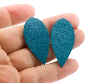 Gouttes de cuir Bleu Turquoise - Dim. 40 x 19 mm - Lot de 6
