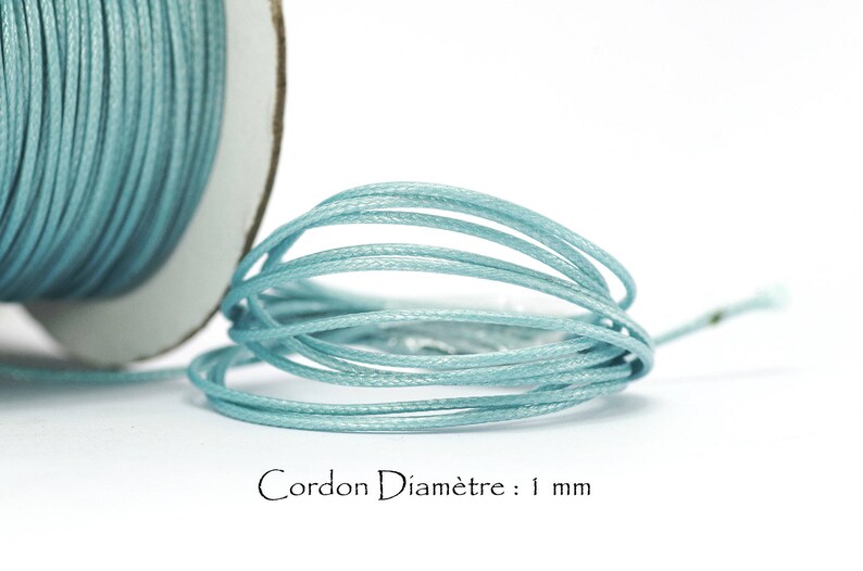 5 Mètres de Fil Cordon polyester ciré Ep. : 1 mm Couleur Bleu Lagon image 1