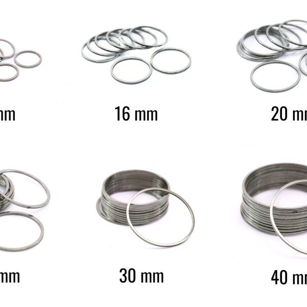 10 Anneaux fermés Connecteurs en Acier Inoxydable, Diamètre au choix 12 mm, 16 mm, 20 mm, 25 mm, 30 mm ou 40 mm