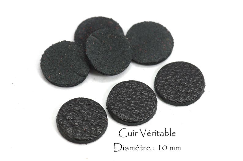 6 round genuine leather Diam. 10 mm goat leather black color set image 1