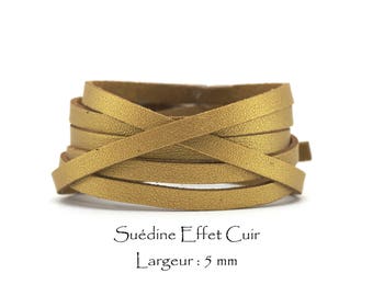 1 Mètre de Cordon Suédine Effet Cuir - Larg. : 5 mm - Couleur Or